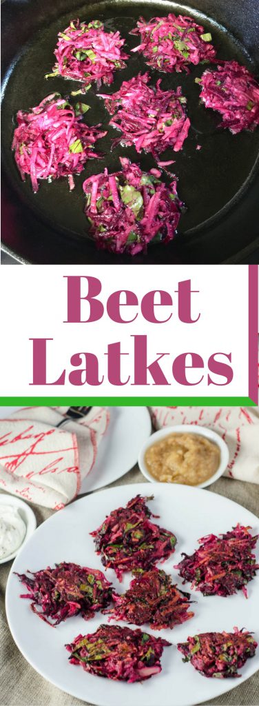 Beet and potato latkes