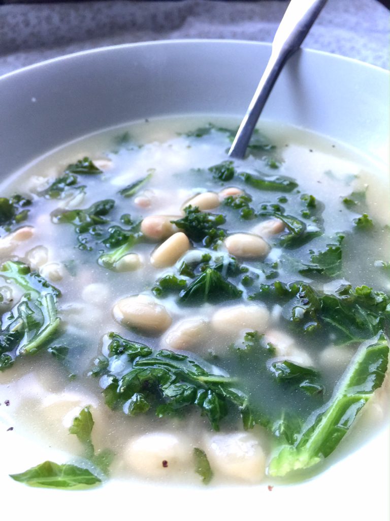 Parmesan Broth with White Beans and Kale