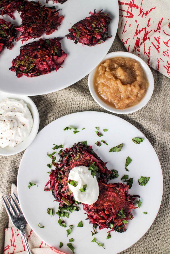 Beet and Potato Latkes