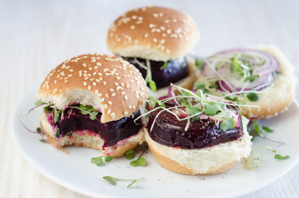 Beet Sliders with Green Goddess Dressing