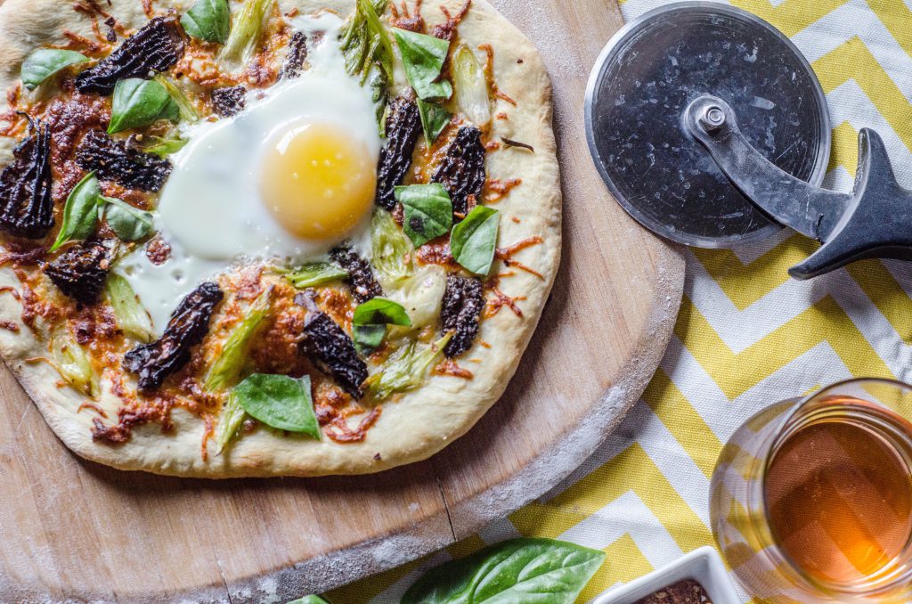 Morel Mushroom and Green Onion Pizza-1