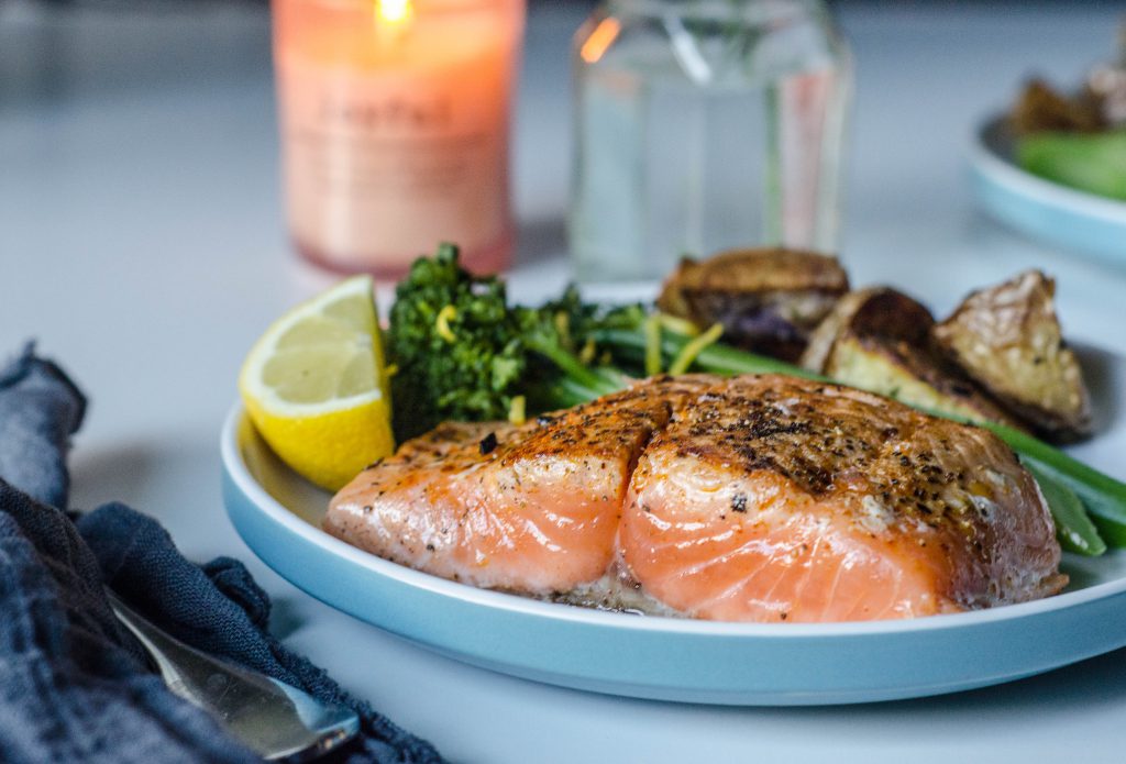 Pan-seared Salmon close-up