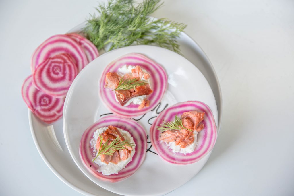 Smoked Salmon Beet Bites