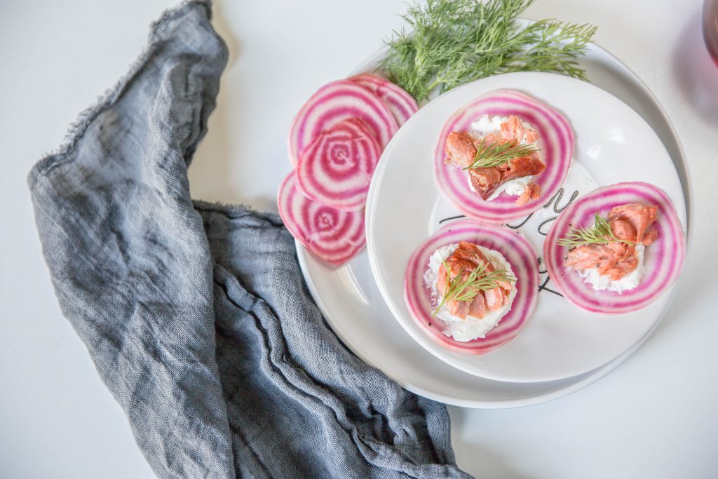 Smoked Salmon Beet Bites