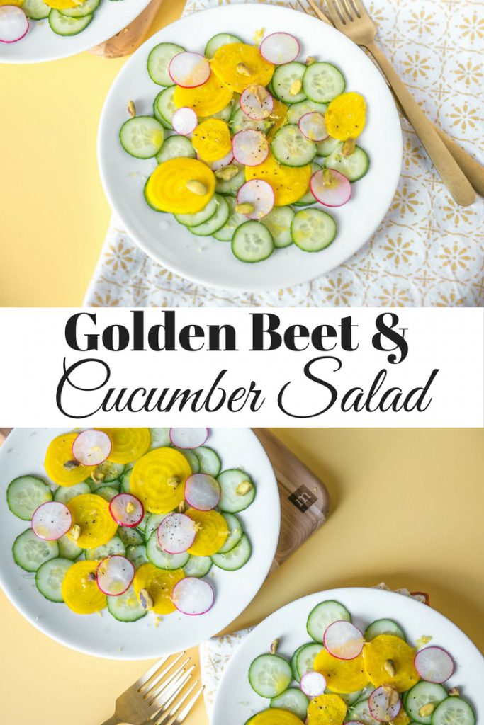 Golden Beet and Cucumber long vertical image for Pinterest