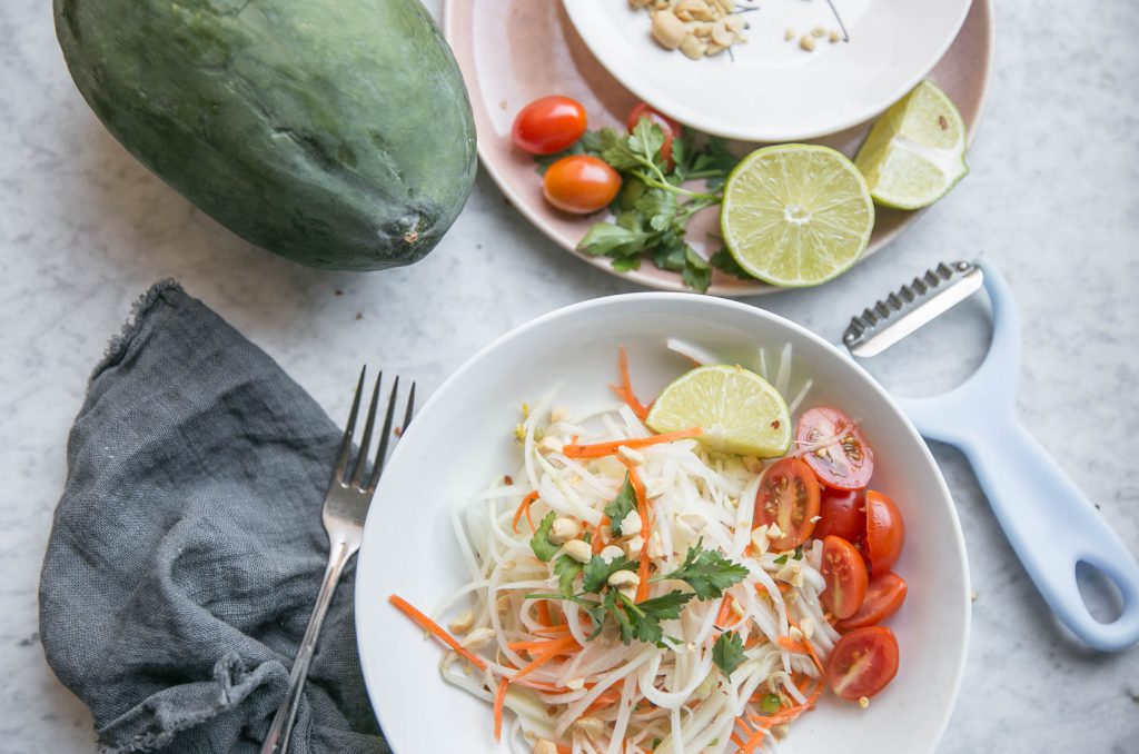 Green Papaya Salad overhead shot