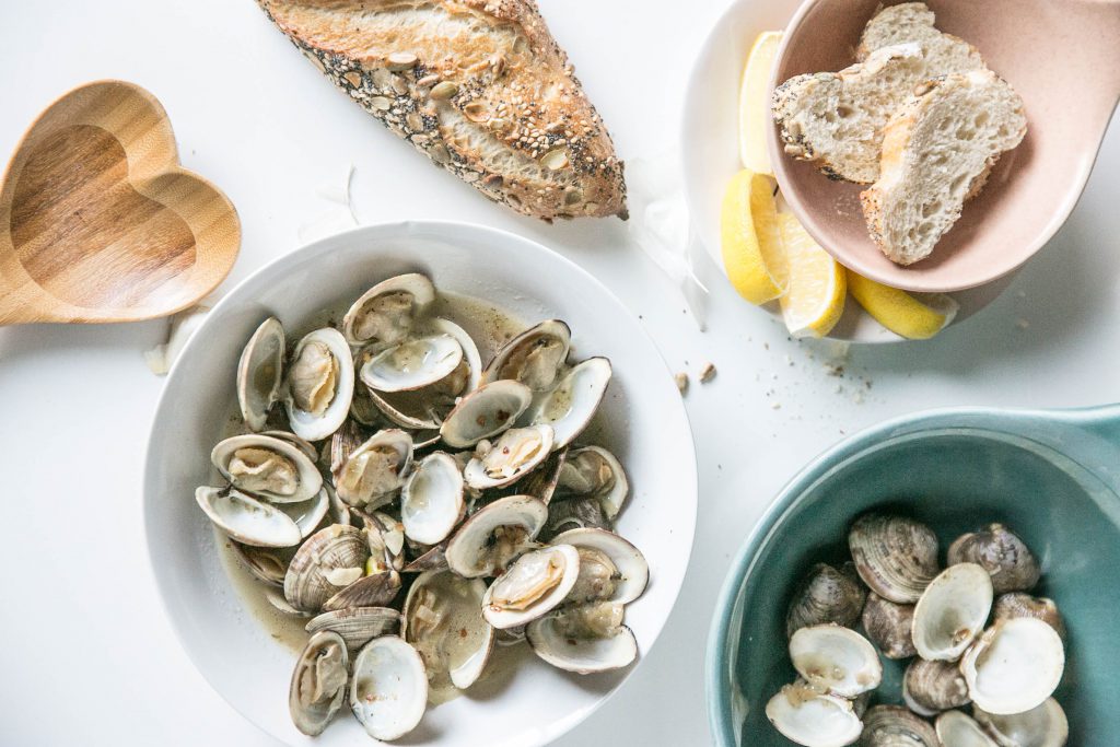 Parmesean Garlic Clams overhead shot