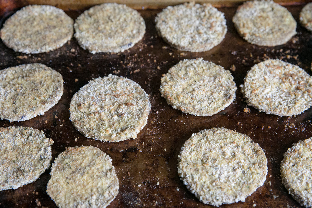 Breaded eggplant slices