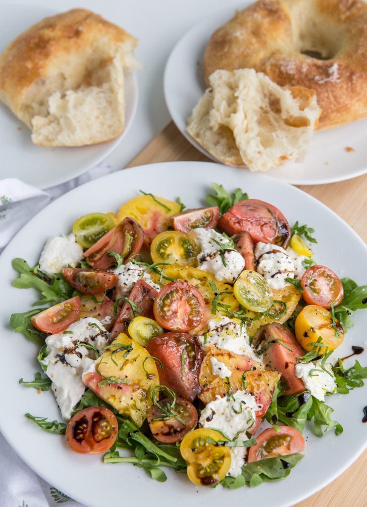 Vertical image of Burrata Caprese Salad