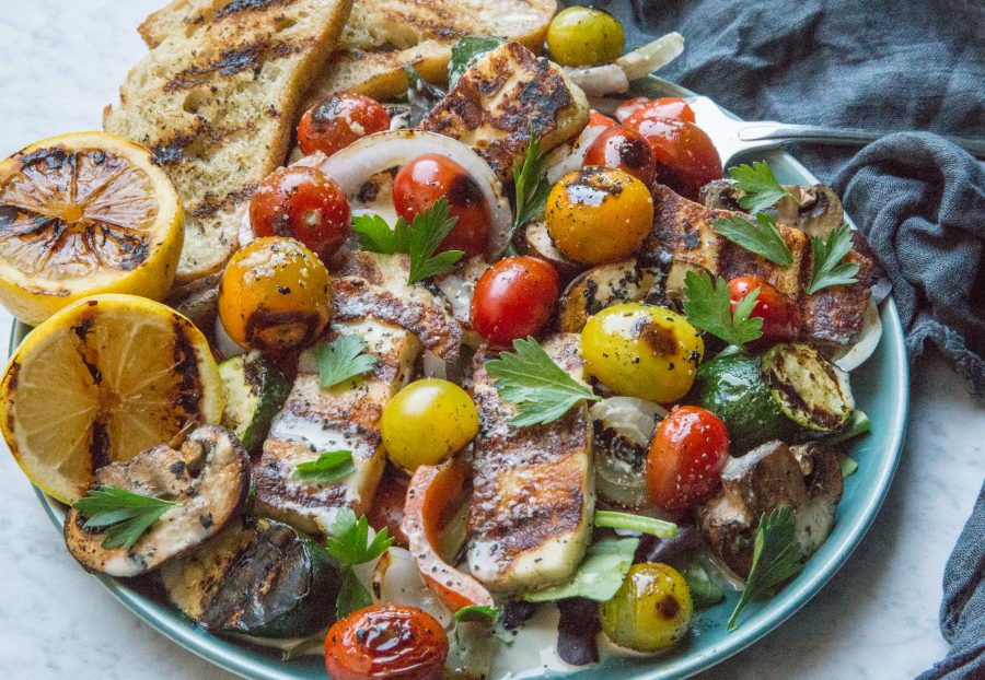 Halloumi and Grilled Veggie Salad - Hello Fun Seekers